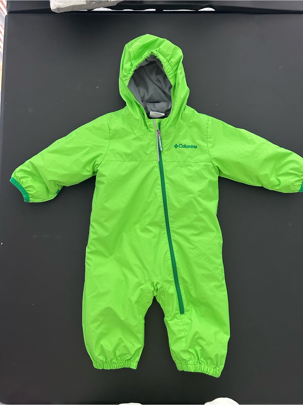 Columbia Neon Green Hooded Infant Snow One-Piece